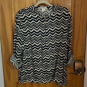 Navy blue and white, Ms Bella D blouse.